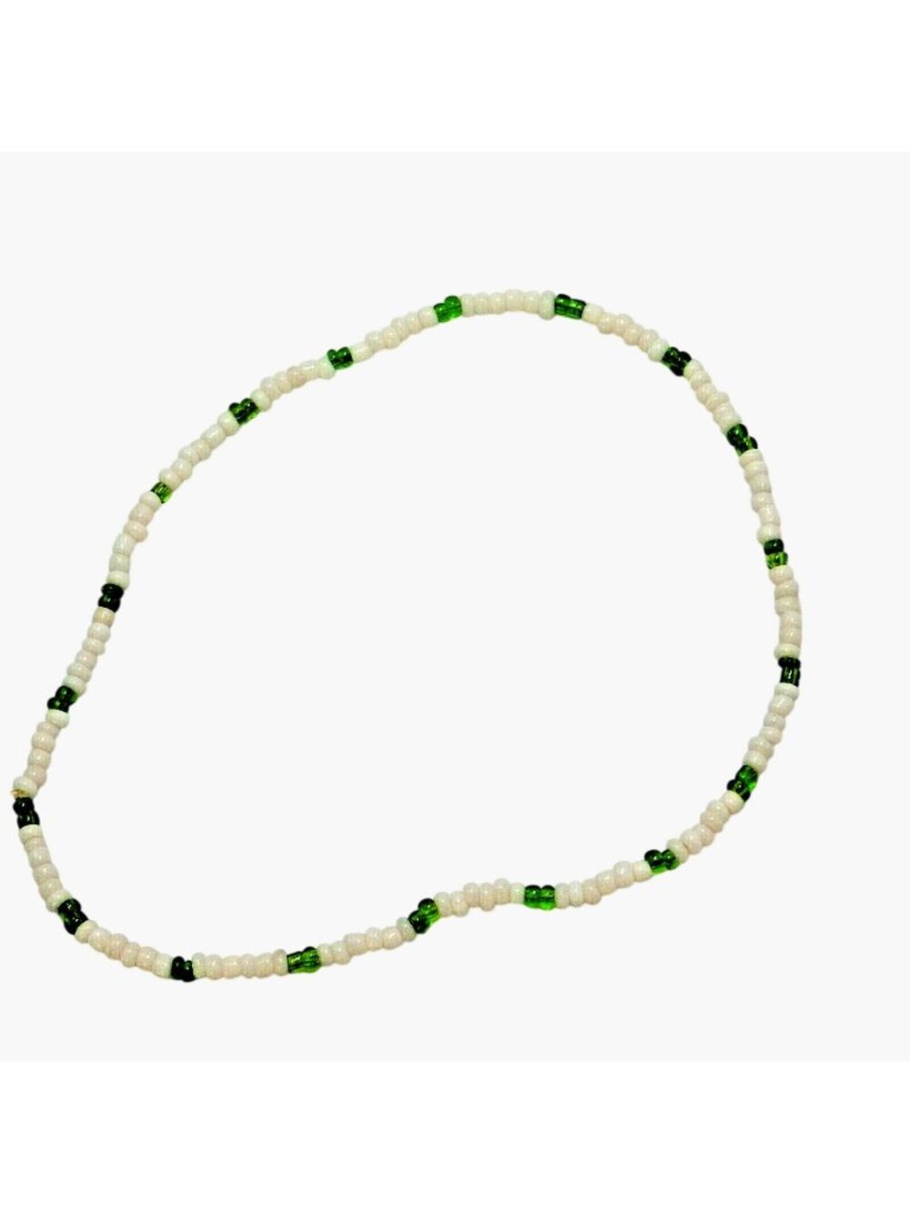 Anklet Bracelet white green beads 9 inch